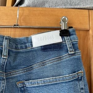 Re/Done Denim. High rise, straight leg jean with stretch.